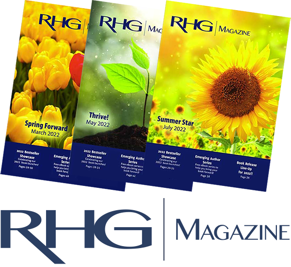 showing magazine covers and the RHG magazine logo